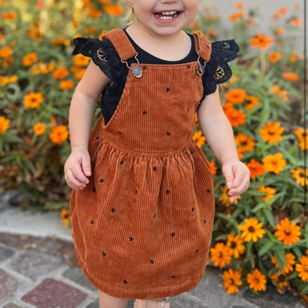 Zara rust corduroy overall dress 9-12m EUC